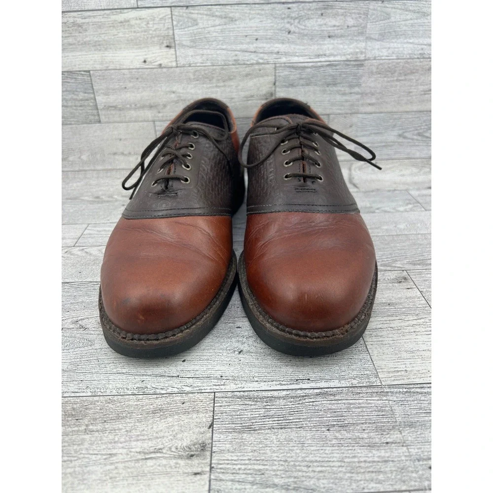 H S TRASK‎ Mens Saddle Shoes Brown Leather Lace Up Oxfords Size 9